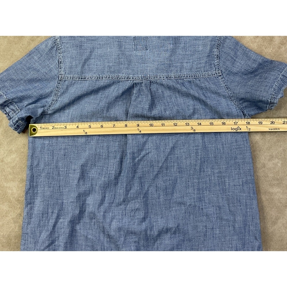 Gap Denim Popover Dress Womens Petite XS Chambray Collared Pockets Casual - Picture 4 of 7